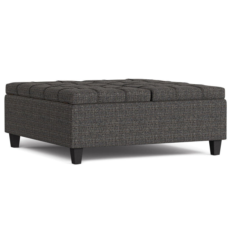 40" Ebony Fabric Cocktail Ottoman With Storage - Black