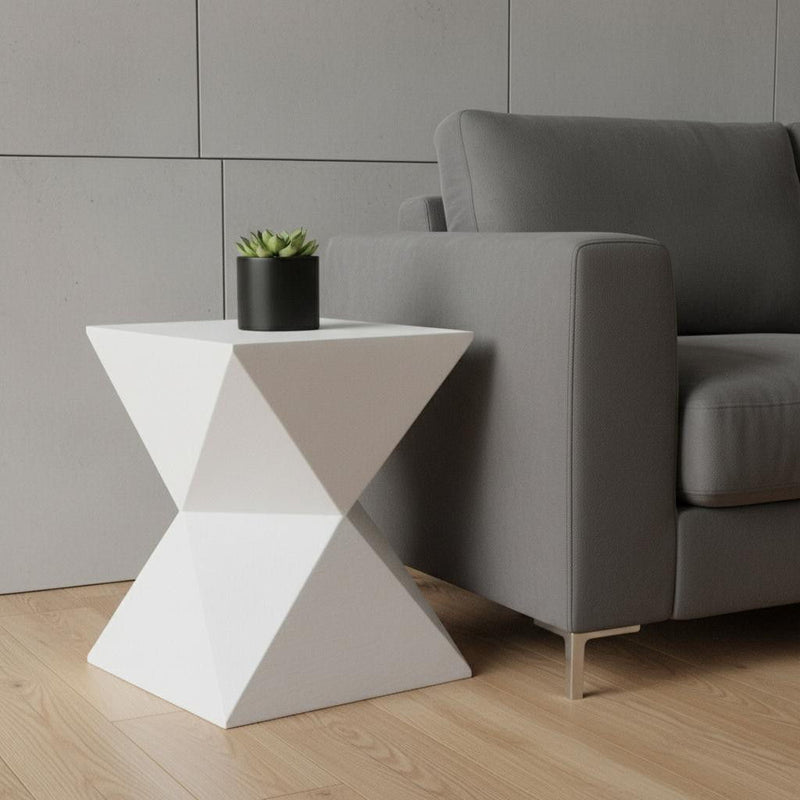 19" Wood Round End Table - White