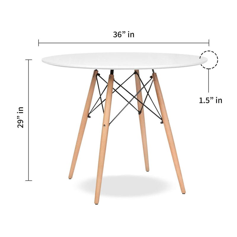 36" Solid Wood Dining Table - White