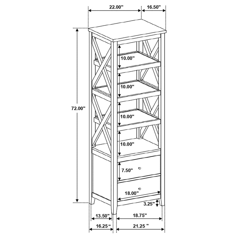 Delaney - 4 Shelf Bookcase With Top Storage Tower - White