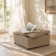 Load image into Gallery viewer, Square Tufted Storage Ottoman With Nailhead Trim

