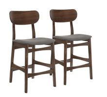 Load image into Gallery viewer, Solid Wood Low Back Bar Height Bar Chairs (Set of 2) - Gray And Brown

