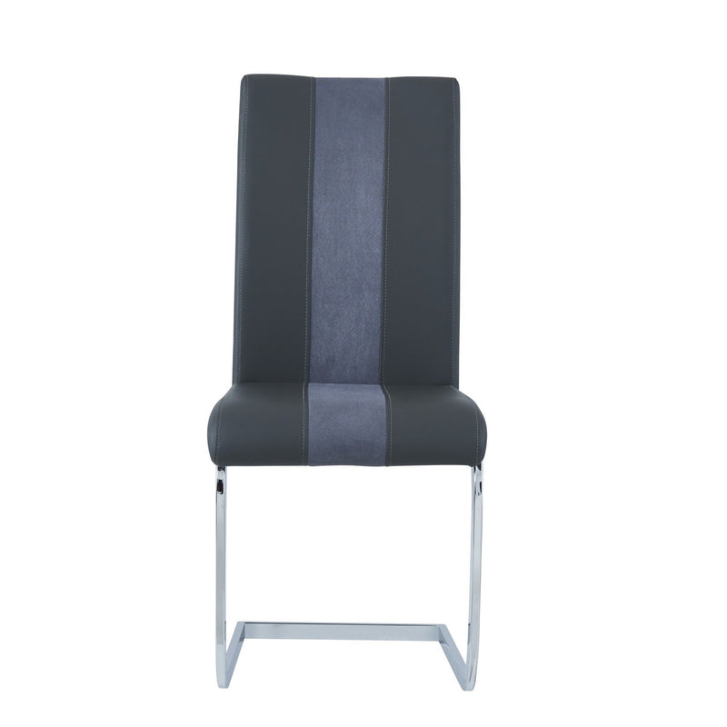 Faux Leather Dining Side Chairs (Set of 4) - Gray