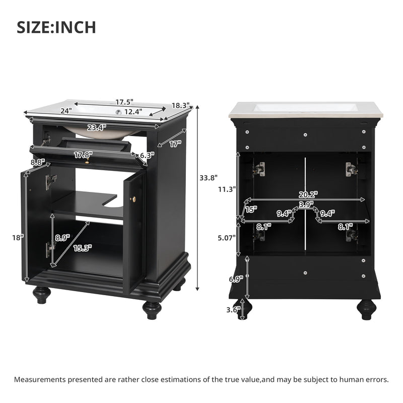 Modern Bathroom Vanity With Tip-Out Drawer And Soft-Close Hinges