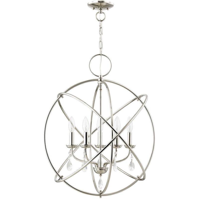 27" Five-Light Dimmable Chandelier With Shades - Nickel