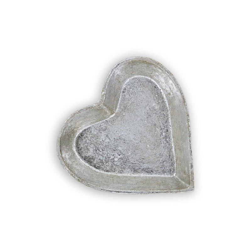7" Heart Cast Iron Handmade Vanity Tray - Silver