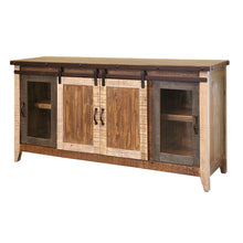 Load image into Gallery viewer, Wood Cabinet, Enclosed Storage Distressed TV Stand - Brown
