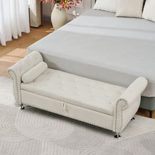 Load image into Gallery viewer, Storage Bench With Crystal Buttons And 1 Pillow For Bedroom
