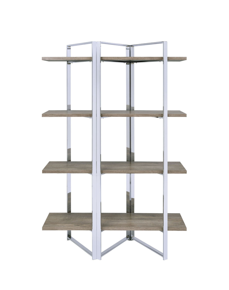 Four Tier Etagere Bookcase - Natural / Silver