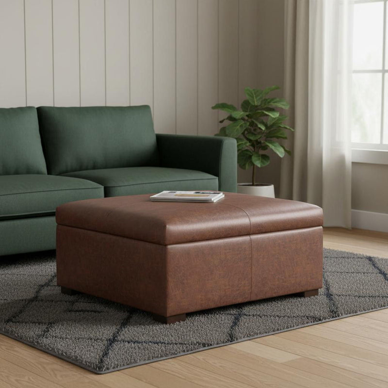 Storage Upholstery Ottoman - Walnut / Brown