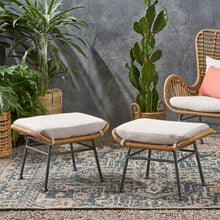 Load image into Gallery viewer, Outdoor Modern Boho Wicker Ottoman With Cushions (Set of 2)
