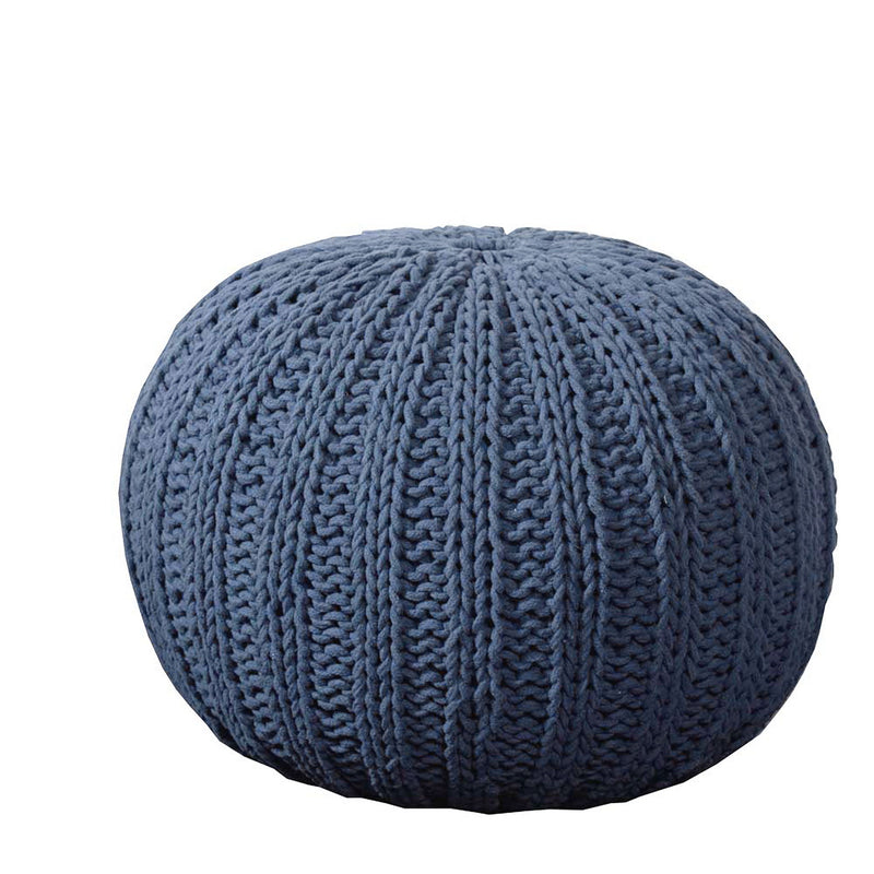Cotton Round Ottoman 20" - Blue