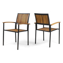 Load image into Gallery viewer, Vermilion - Outdoor Dining Chair With Vertical Slat And Wooden Arm

