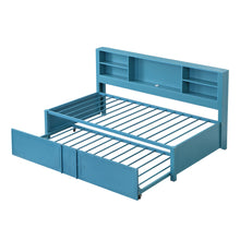 Load image into Gallery viewer, Industrial Metal Daybed With Trundle, Storage Shelves, USB Ports
