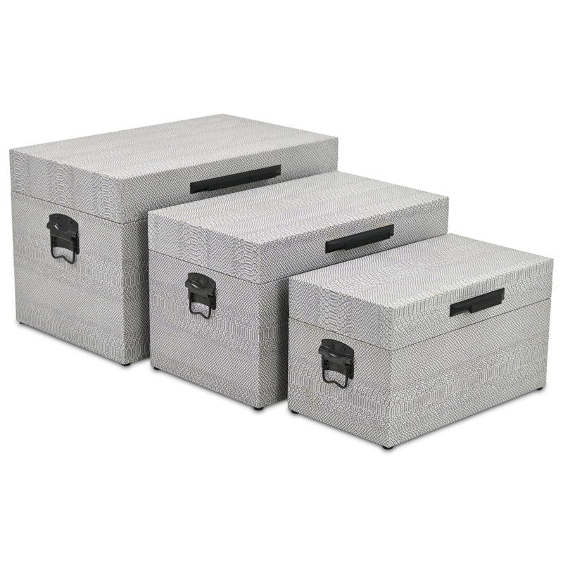 Hand Painted Decorative Box (Set of 3) - Gray
