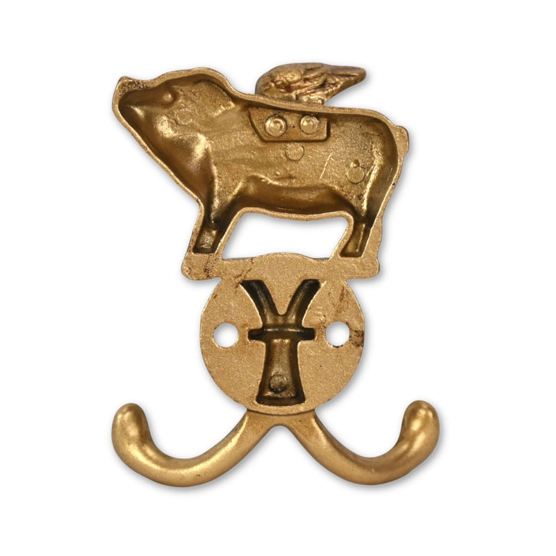 Two Hook 2" Cast Iron Wall Hooks - Gold