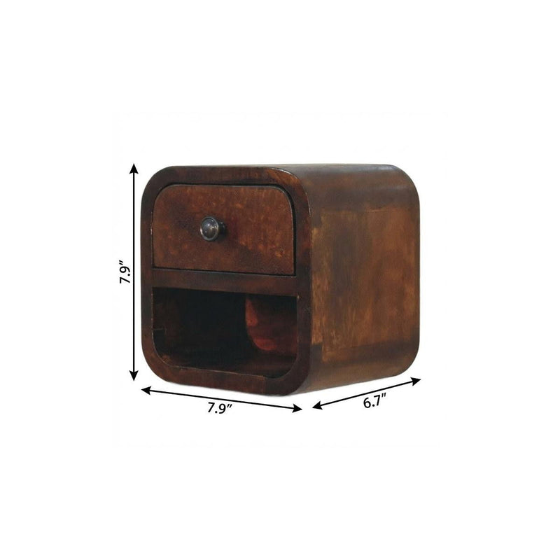 8" Solid Wood One Drawer Floating Nightstand - Chestnut