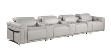 Load image into Gallery viewer, Top Grain Leather Reclining Metal USB Sofa (720377) - Light Gray
