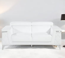 Load image into Gallery viewer, Metallic Leather Loveseat - White / Silver
