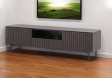 Load image into Gallery viewer, 63" Wood And Metal Open And Enclosed Storage TV Stand - Black And Dark Brown
