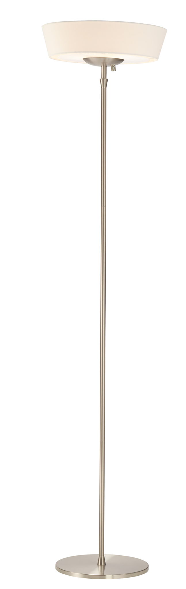 Brushed LED Torchiere Floor Lamp With Empire Shade - Silver White