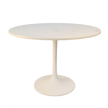 Load image into Gallery viewer, 40" Rounded Marble And Iron Pedestal Base Dining Table - White
