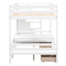 Load image into Gallery viewer, Full over Full Size Bunk with staircase,the Down Bed can be Convertible to Seats and Table Set,White
