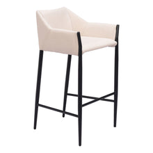 Load image into Gallery viewer, 30" Fabric And Steel Bar Height Bar Chair - Beige And Black
