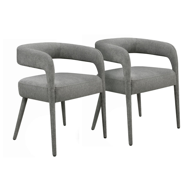 Upholstered Linen Open Back Dining Side Chairs (Set of 2) - Dark Gray