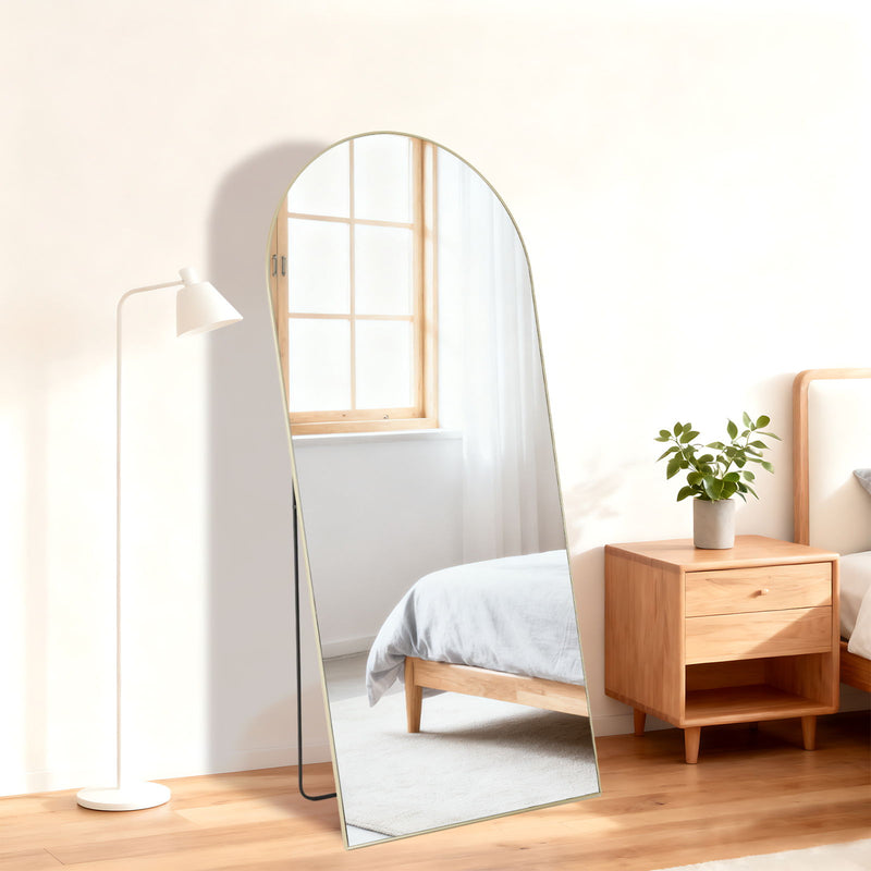 55" Aluminum Arch Freestanding Framed Standing Mirror - Gold