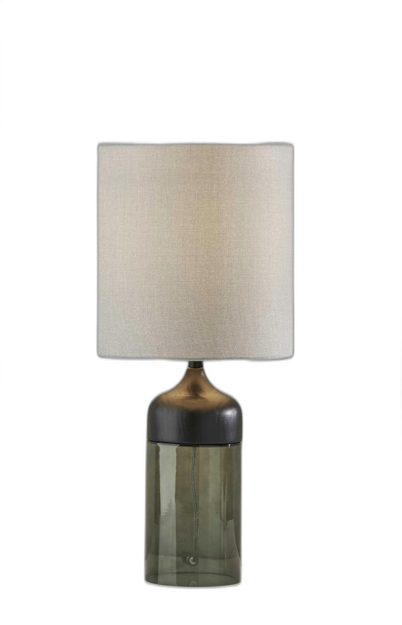 Glass Bedside Table Lamp With White Shade - Black