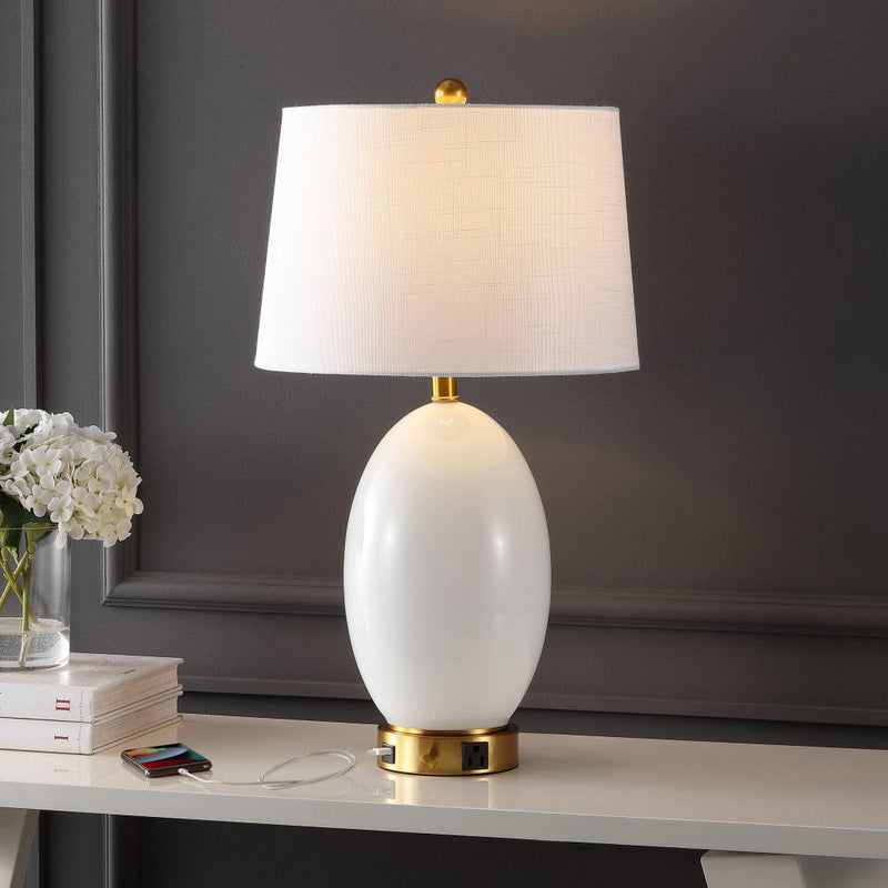 27" Novelty Table Lamp LED With Empire Shade - White