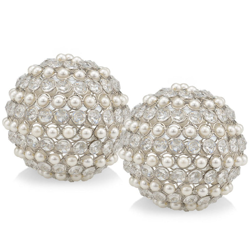 Decorative Orb Sculptures (Set of 2) - Silver / Clear