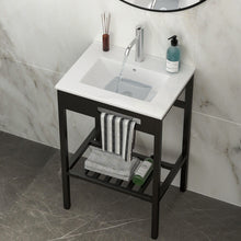 Load image into Gallery viewer, Console Sink With Legs, 24&quot; X 18&quot;, Durable Porcela With Frame - White / Black
