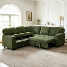 Load image into Gallery viewer, L-Shaped Sofa With Pull Out Sofa Bed With USB
