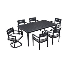 Load image into Gallery viewer, Outdoor Modern Dining Set, Chairs Sunbrella Cushioned And Dining Table With Umbrella Hole
