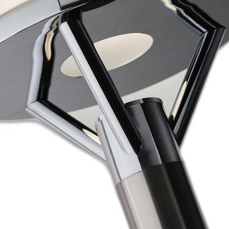 Frosted Glass Shade Uplighting Torchiere In Brushed Steel - Silver