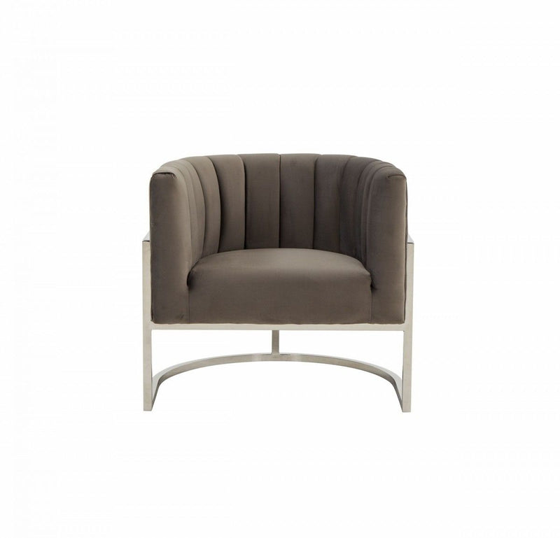 Glam Channel Tufted Velvet Accent Chair - Gray And Steel
