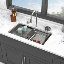 Load image into Gallery viewer, Undermount Stainless Steel Kitchen Sink With Pull Down Faucet &amp; Ledge Workstation
