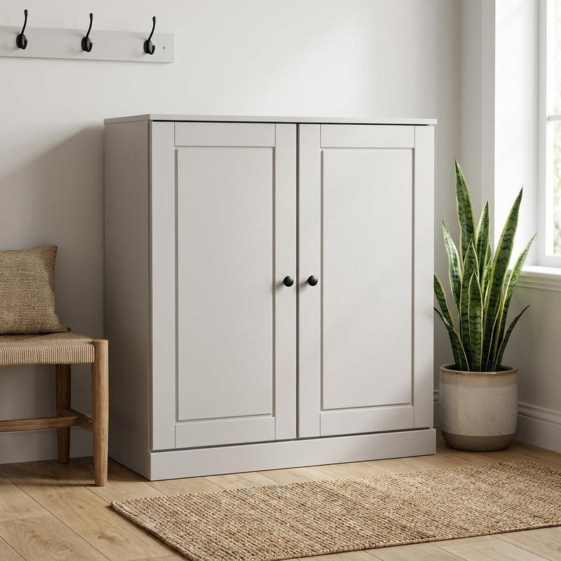 Twenty Pair Solid Woodshoe Storage Cabinet (752370) - Off White