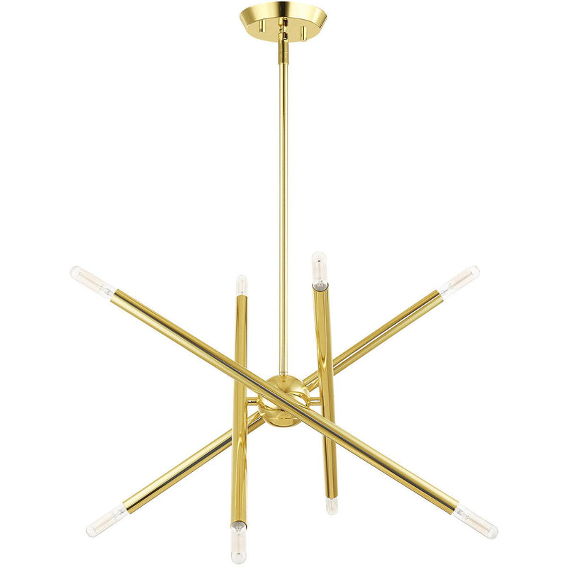 Eight Light Dimmable Chandelier With Shades - Brass