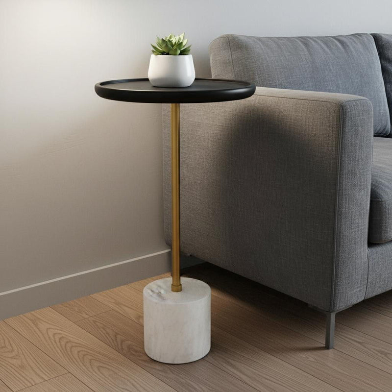 23" Iron Round End Table - Black