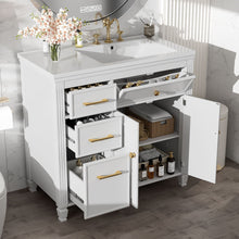 Load image into Gallery viewer, Modern Bathroom Vanity With Ceramic Sink, Freestanding, One Tip Out Drawer, 3 Side Drawers, Adjustable Shelf
