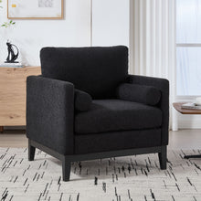 Load image into Gallery viewer, Wide Modern Farmhouse Performance Accent Chair With Legs, Wood Base
