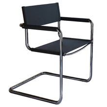 Load image into Gallery viewer, Genuine Leather Stainless Steel Arm Chair - Silver / Black
