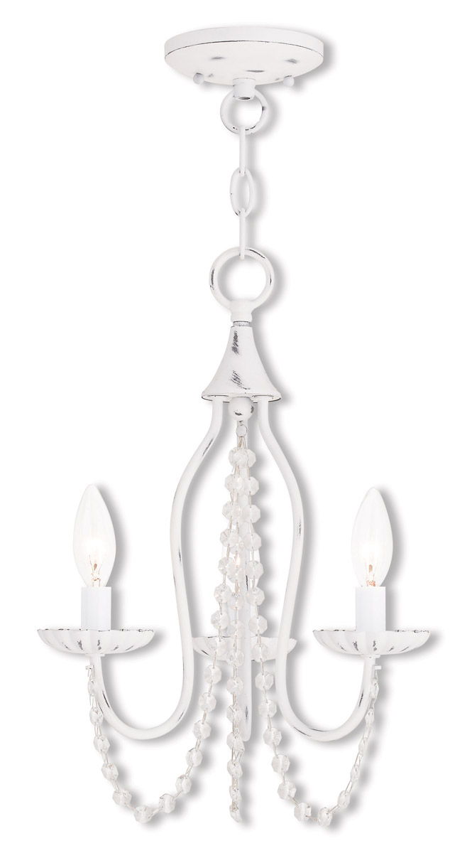 Three Light Metal Dimmable Chandelier With Shades - White