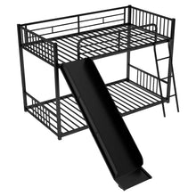 Load image into Gallery viewer, Metal Bunk Bed with Slide, Twin over Twin, Black
