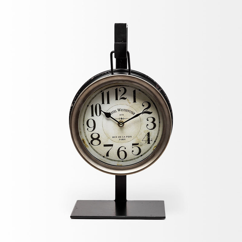 Metallic Hanging Desk Table Clock - Brown