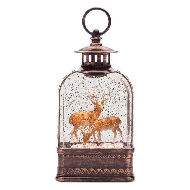 Plastic Deer Tabletop Sculpture With LED - Brown / White