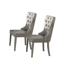 Load image into Gallery viewer, Tufted Upholstered Faux Leather Wing Back Dining Side Chairs (Set of 2) - Champagne
